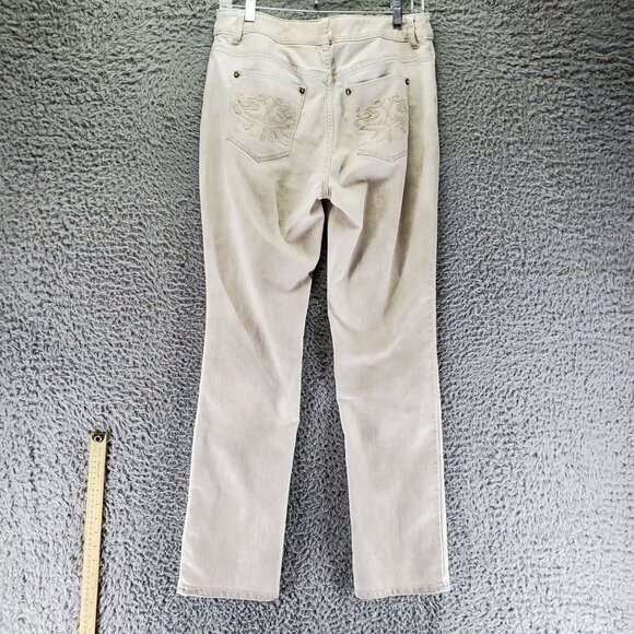 Chicos Platinum Jeans Womens 0.5 US 6 Beige Ultimate Fit Slim Leg Stretch Denim - Picture 11 of 13